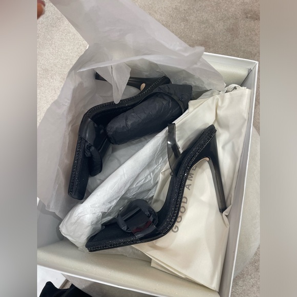 SOLD!!! Good American Black Glitter Heels - Picture 6 of 6